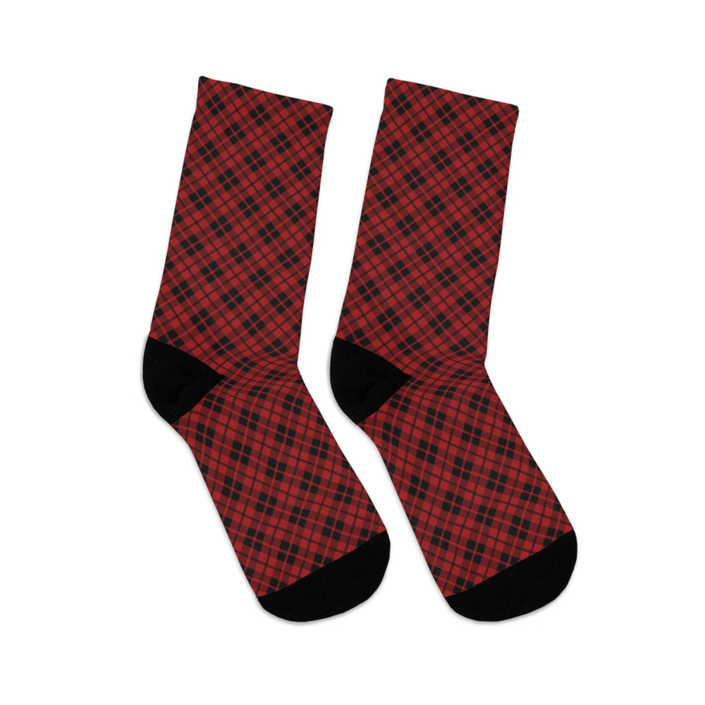 Eco-Friendly Red and Black Plaid Recycled Poly Socks by Tribe Socks
