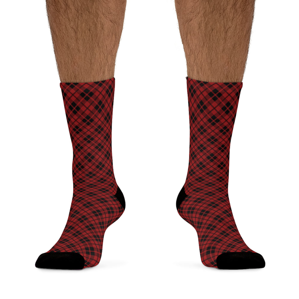 Eco-Friendly Red and Black Plaid Recycled Poly Socks by Tribe Socks