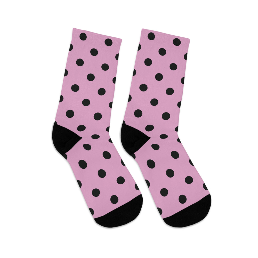 Black and Pink Polkadot Recycled Poly Socks - Eco-friendly Socks with a Modern Twist