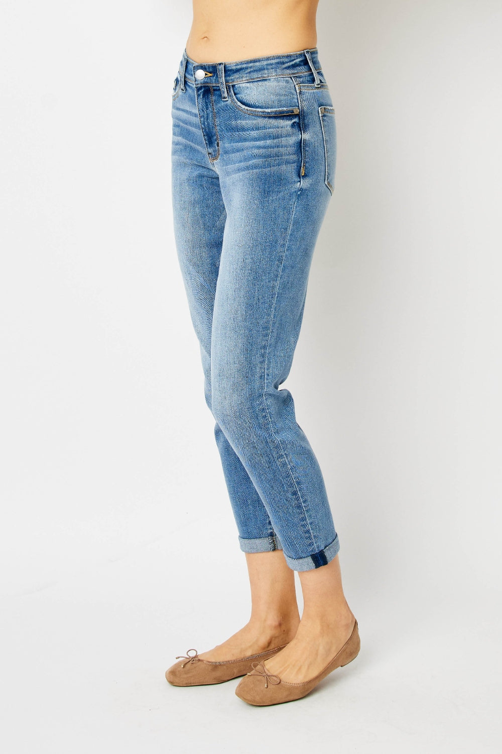 Judy Blue Full Size Cuffed Hem Slim Jeans - Sophisticated Everyday Denim