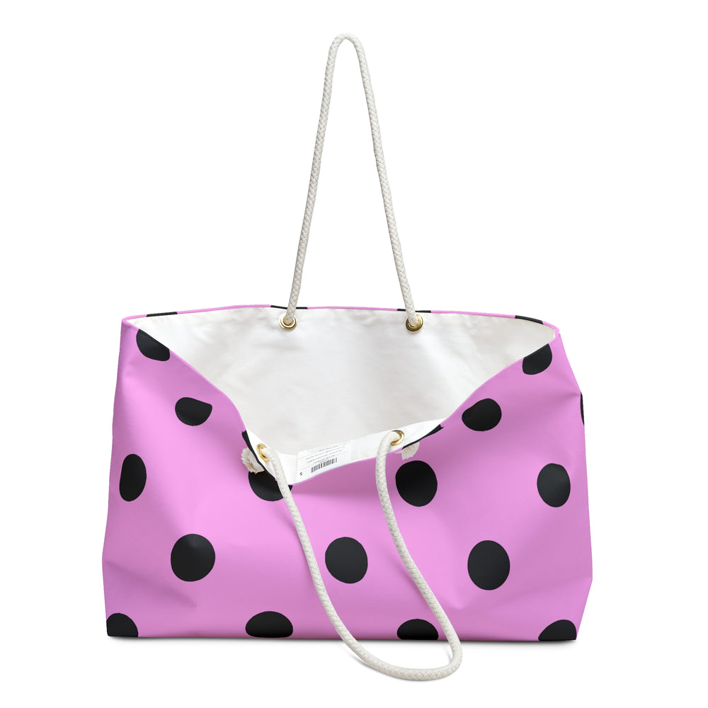 Classic Black & Pink Polka-Dot Oversized Weekender Bag