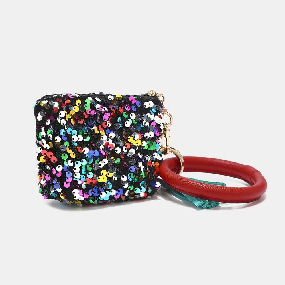 Nicole Lee USA Sequin Pouch Wristlet Keychain - Elevate Your Style & Functionality