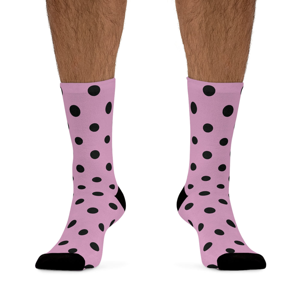 Black and Pink Polkadot Recycled Poly Socks - Eco-friendly Socks with a Modern Twist