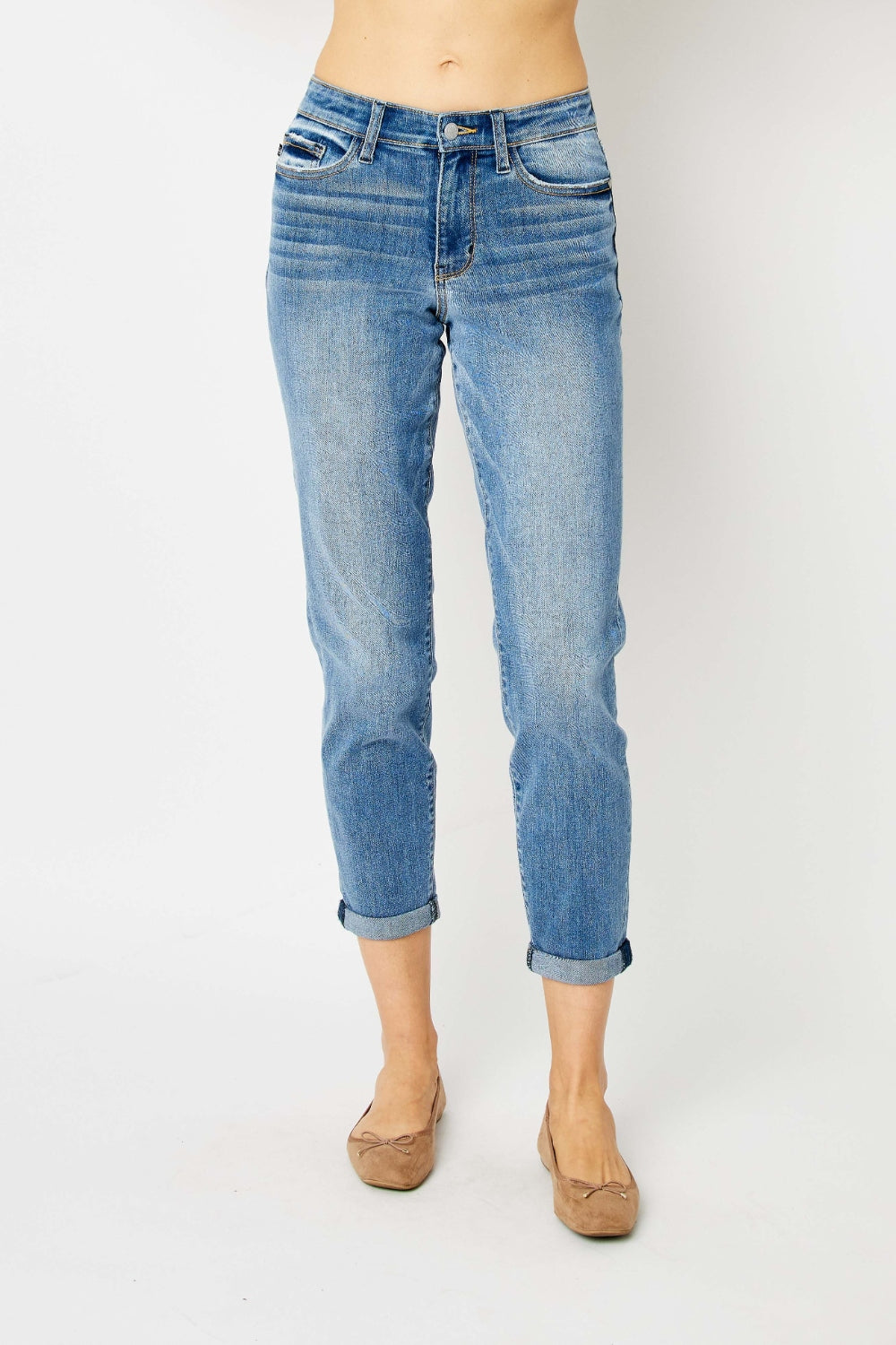 Judy Blue Full Size Cuffed Hem Slim Jeans - Sophisticated Everyday Denim