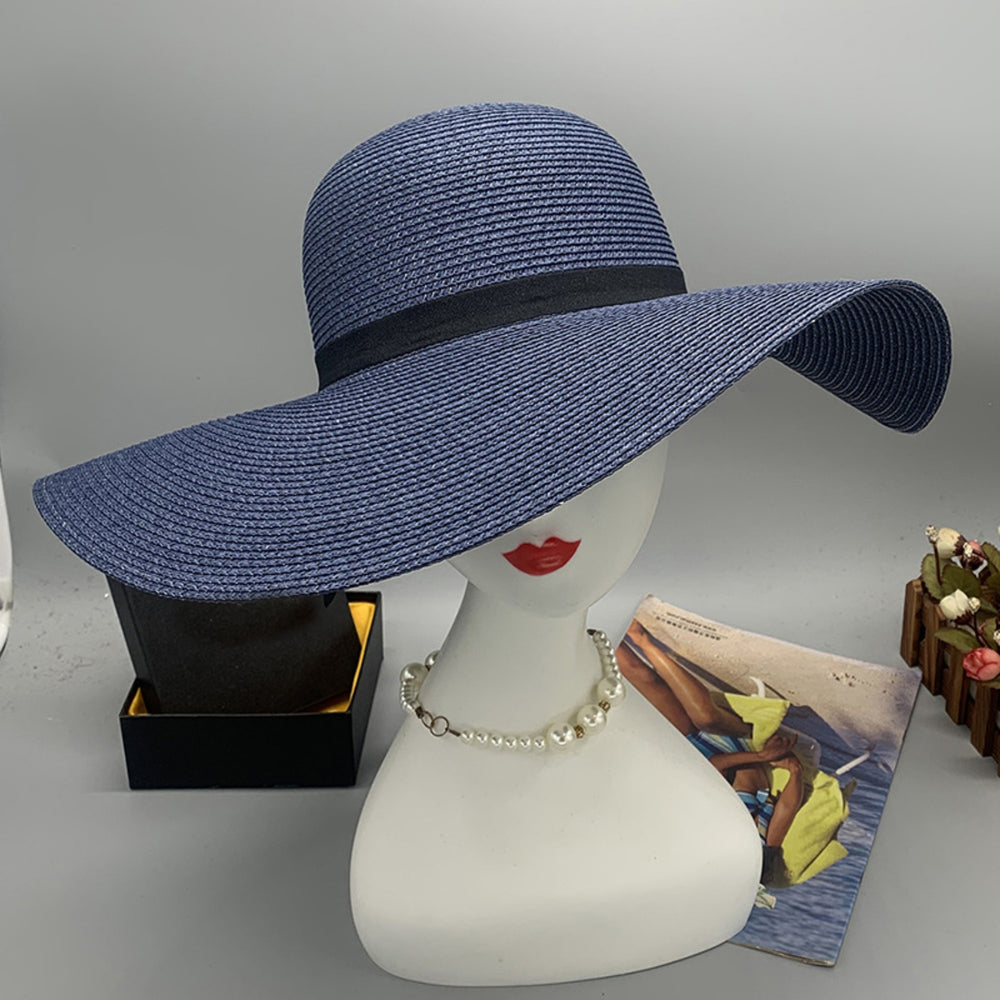 Elegant Bow-Embellished Paper Braided Wide Brim Hat