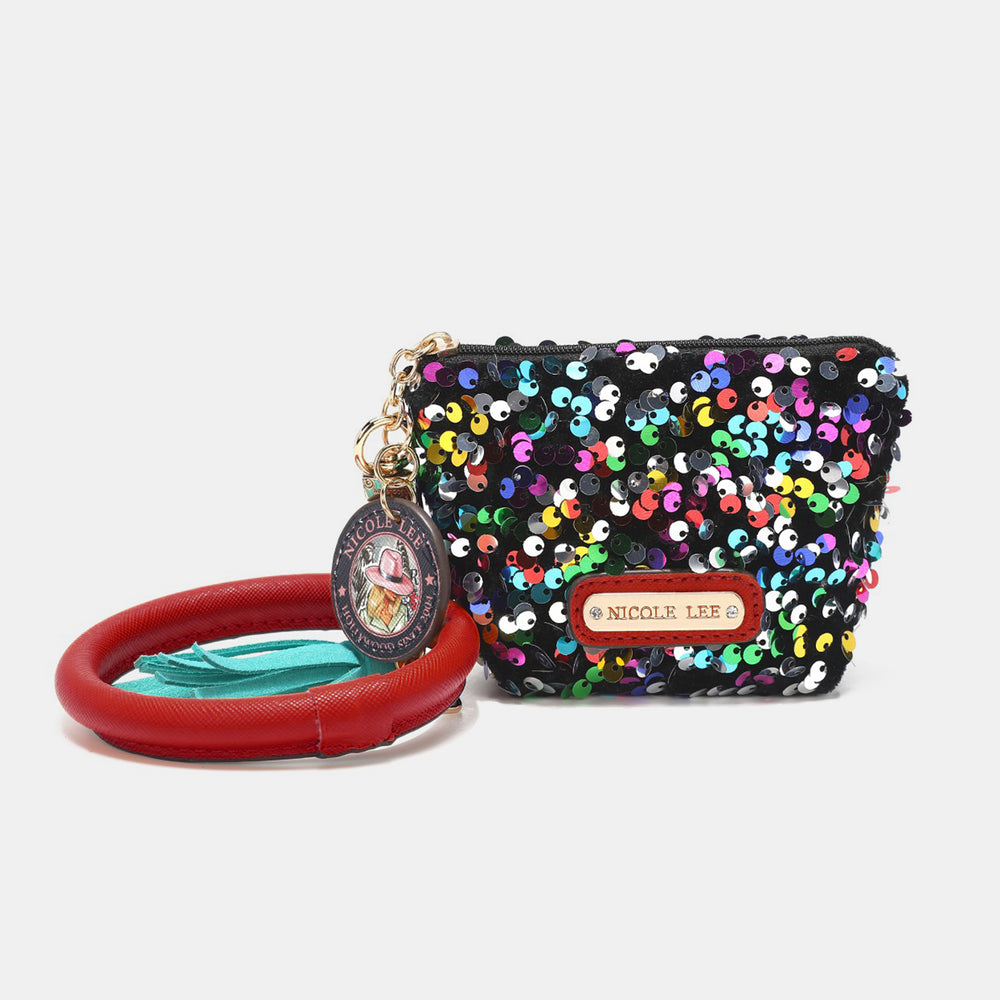 Nicole Lee USA Sequin Pouch Wristlet Keychain - Elevate Your Style & Functionality