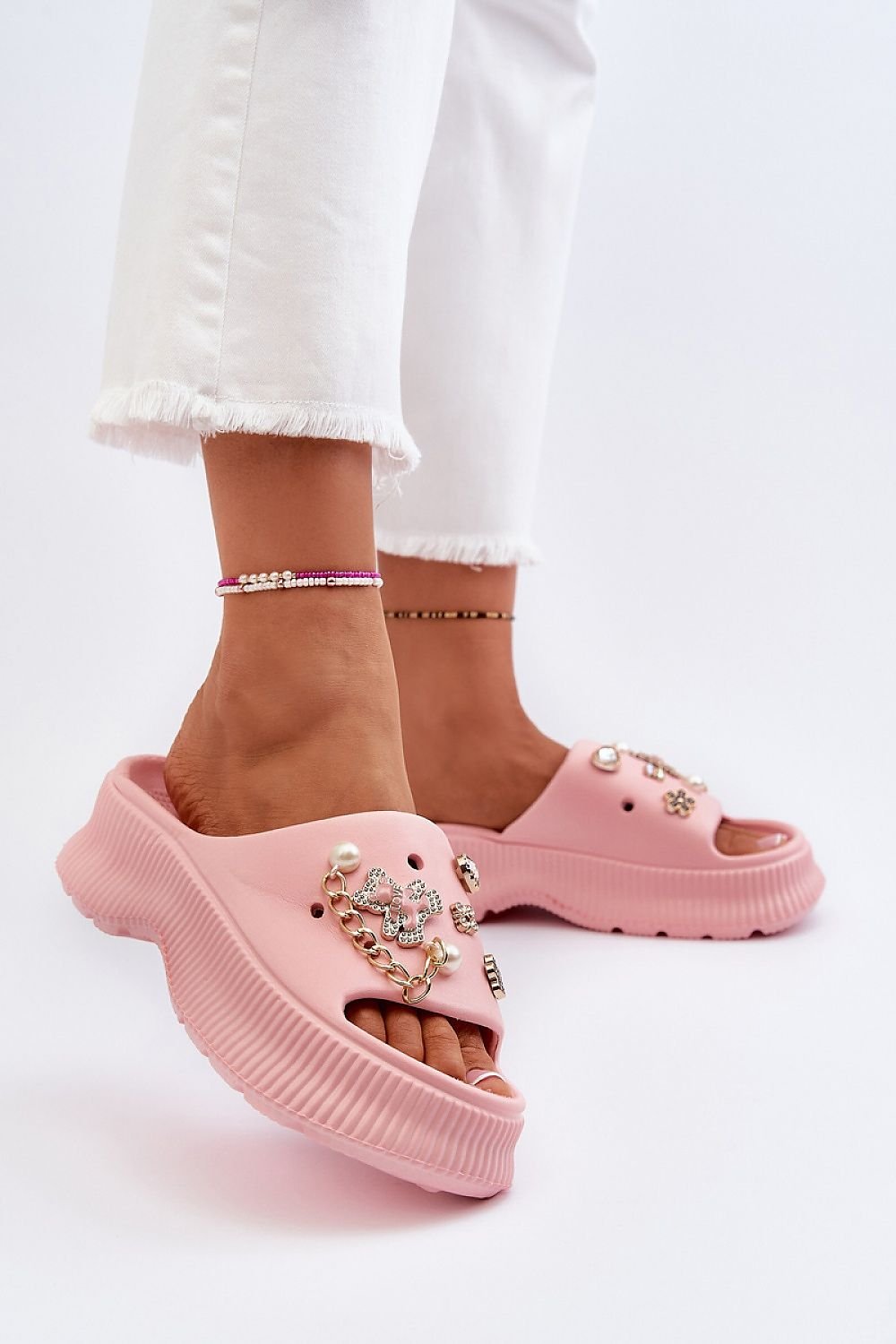 Step in Style Spring Slides: Lightweight Foam Slides with Charming Accents