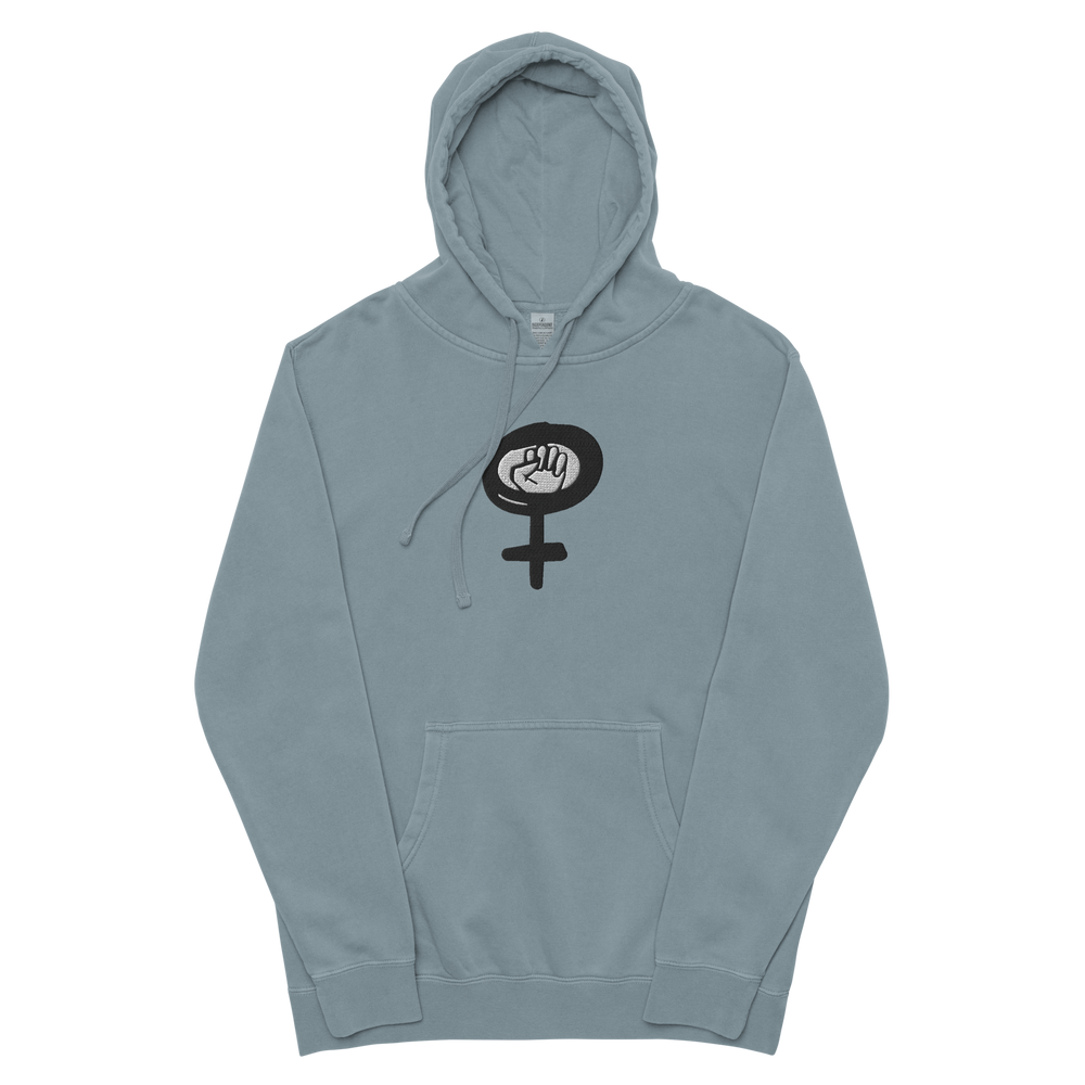 Embroidered Feminist Symbol Unisex Garment Dyed Hoodie