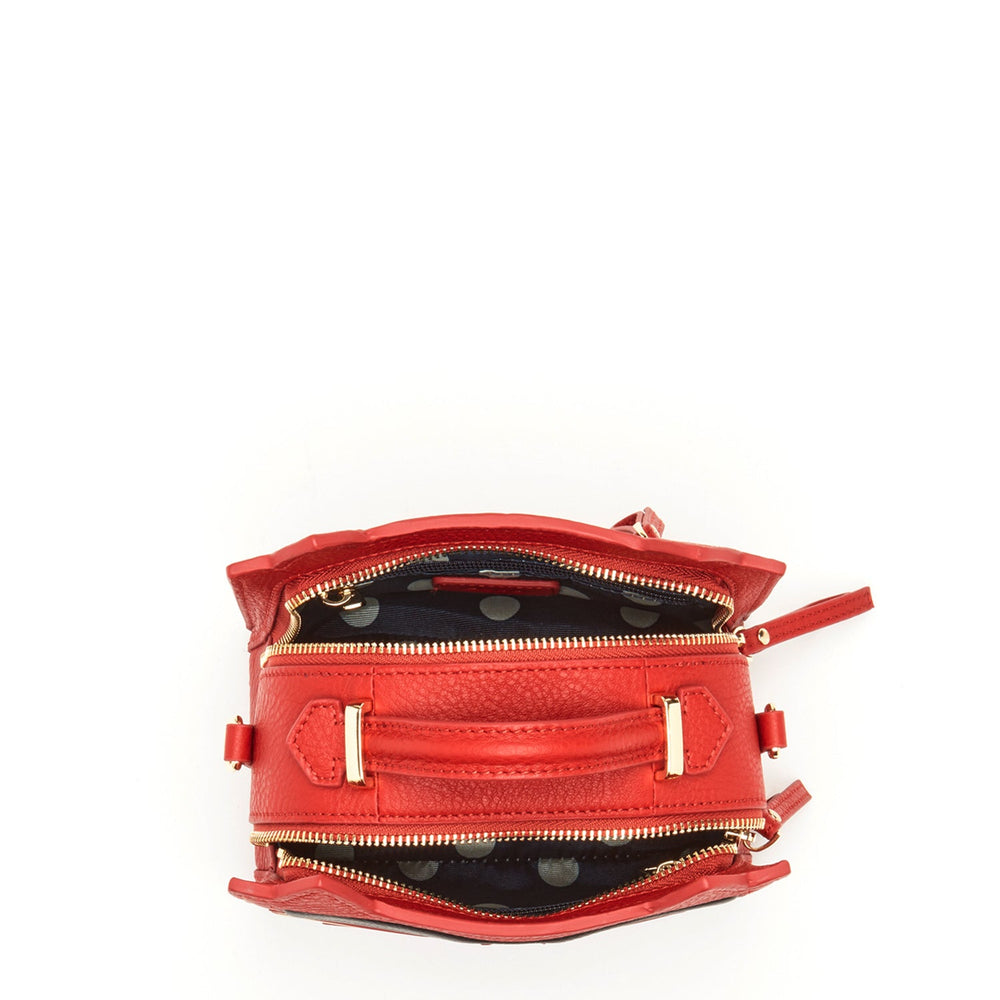Italian Leather Cat Crossbody Bag in Vibrant Red