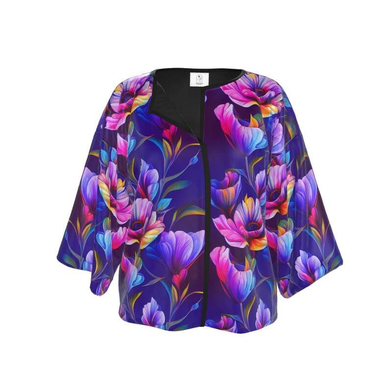 Luxurious Purple Floral Velvet Kimono Jacket