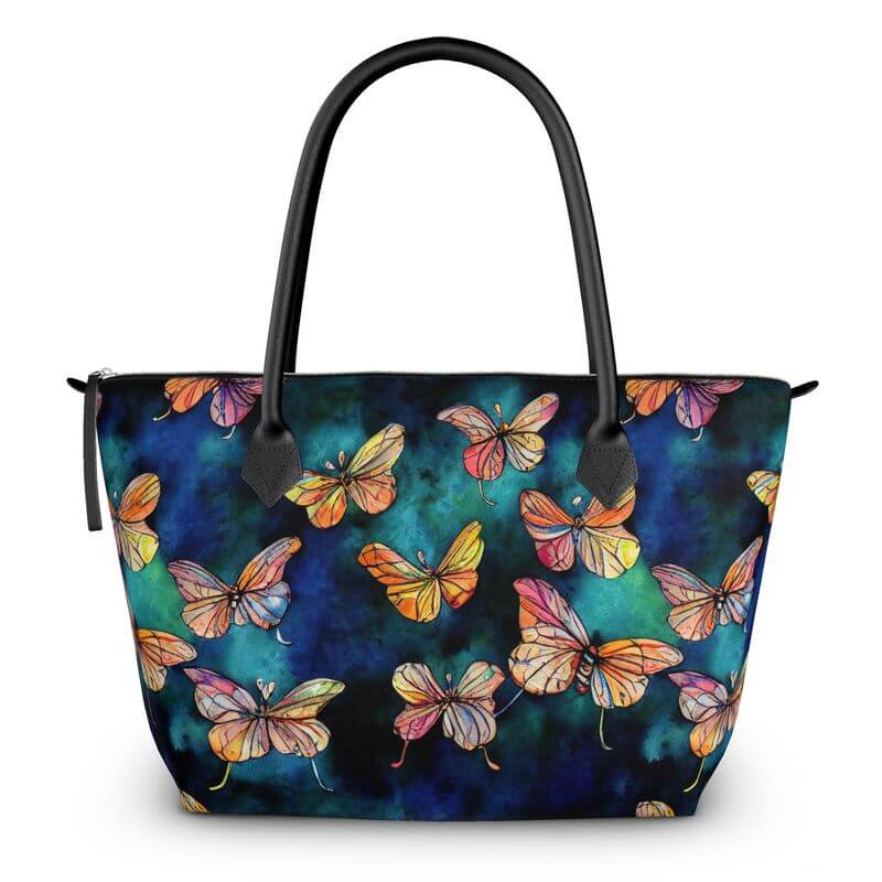 AI Butterflies Zip Top Handbag