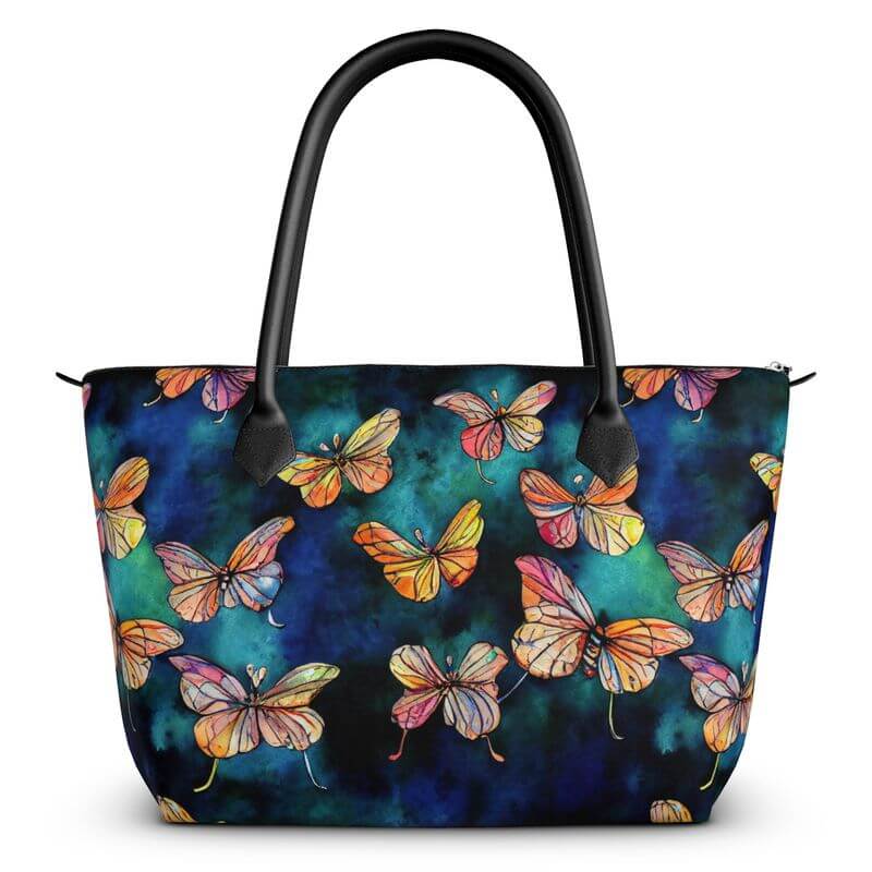 AI Butterflies Zip Top Handbag