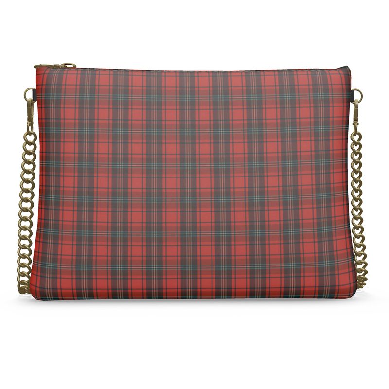 Luxurious Red Plaid Crossbody Leather Bag