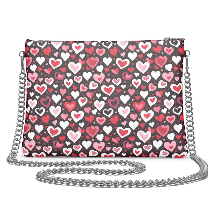 Valentine Hearts Crossbody Bag - Genuine Nappa Leather Designer Handbag