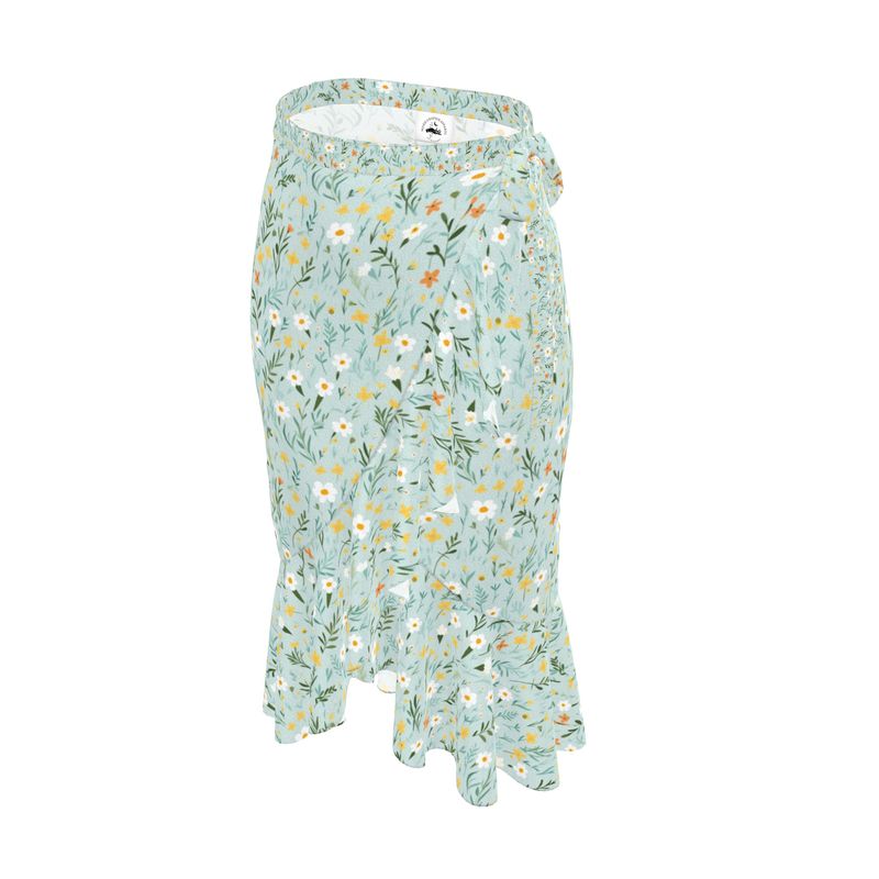 Spring Blossoms Midi Flounce Skirt in Butterfly Smooth Crepe & Fashion Crepe