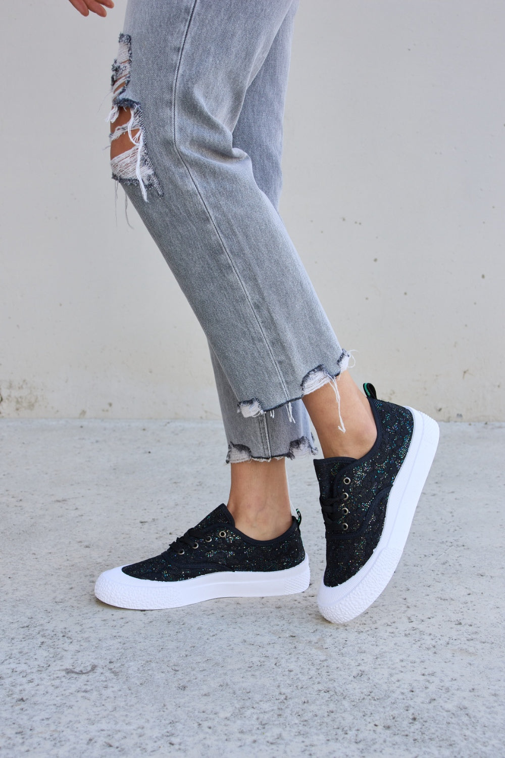 Forever Link Sequin Lace-Up Platform Sneakers: The Trendy, Sparkly Footwear Choice