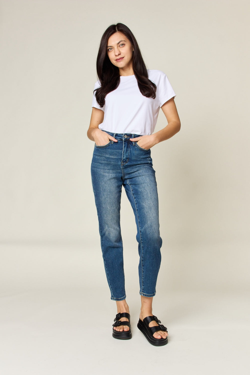 Judy Blue Full Size Tummy Control High Waist Slim Jeans - Confidence Boosting & Trendy Denim