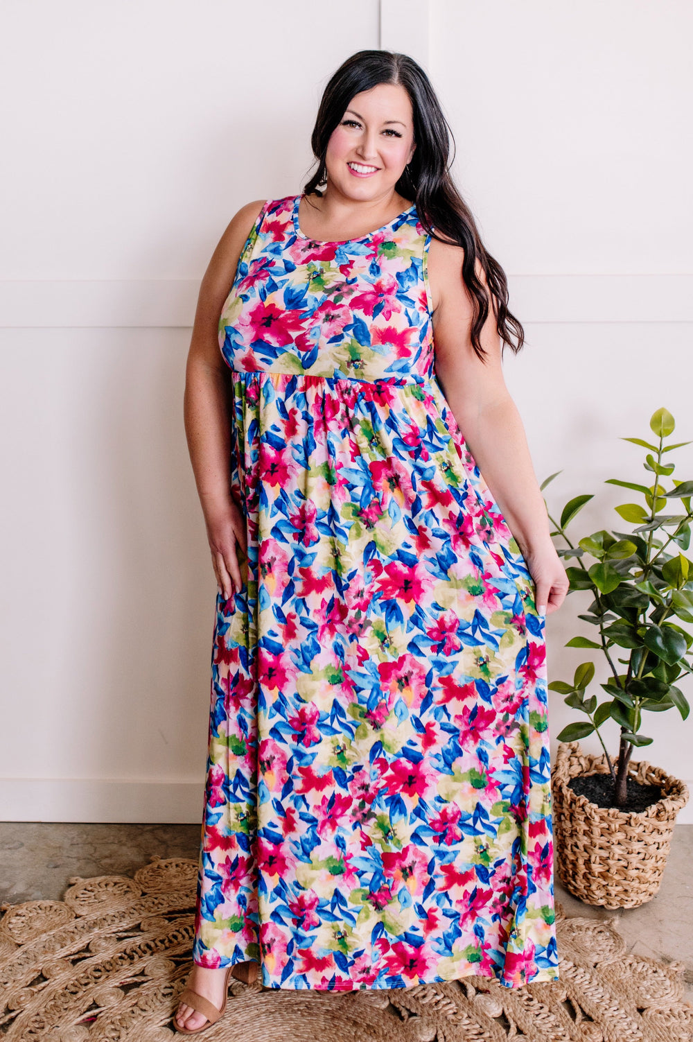 Bright Neon Floral Maxi Dress With Pockets – Enhance Your Wardrobe With Vibrant Elegance