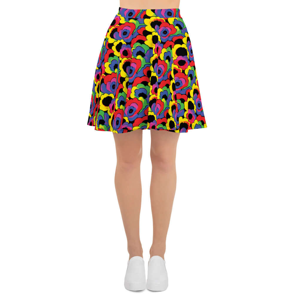 Rainbow Floral Skater Skirt