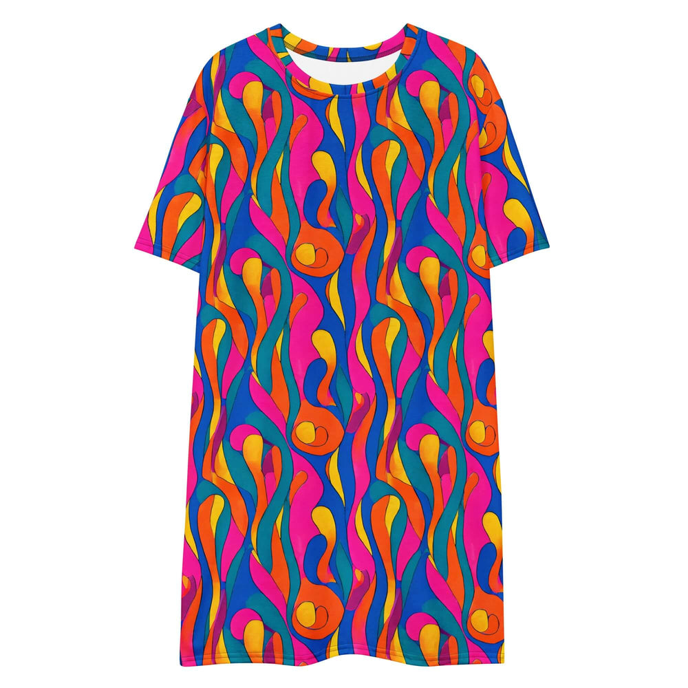 Abstract Swirls Oversize T-Shirt Dress - Casual Sophistication Meets Comfort