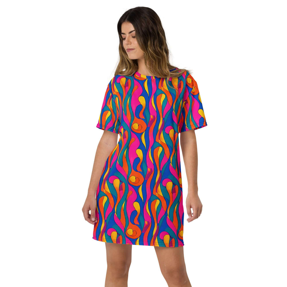 Abstract Swirls Oversize T-Shirt Dress - Casual Sophistication Meets Comfort