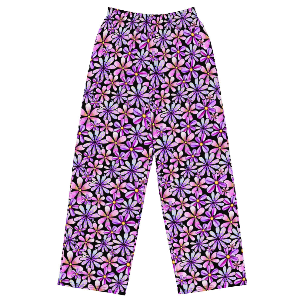 Purple Doodle Florals wide-leg pants