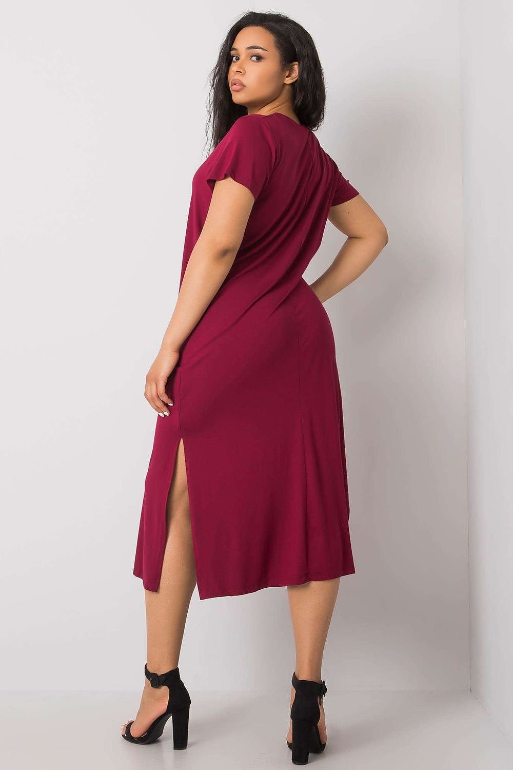 BFG Plus Size Versatile Midi Dress with Short Sleeves