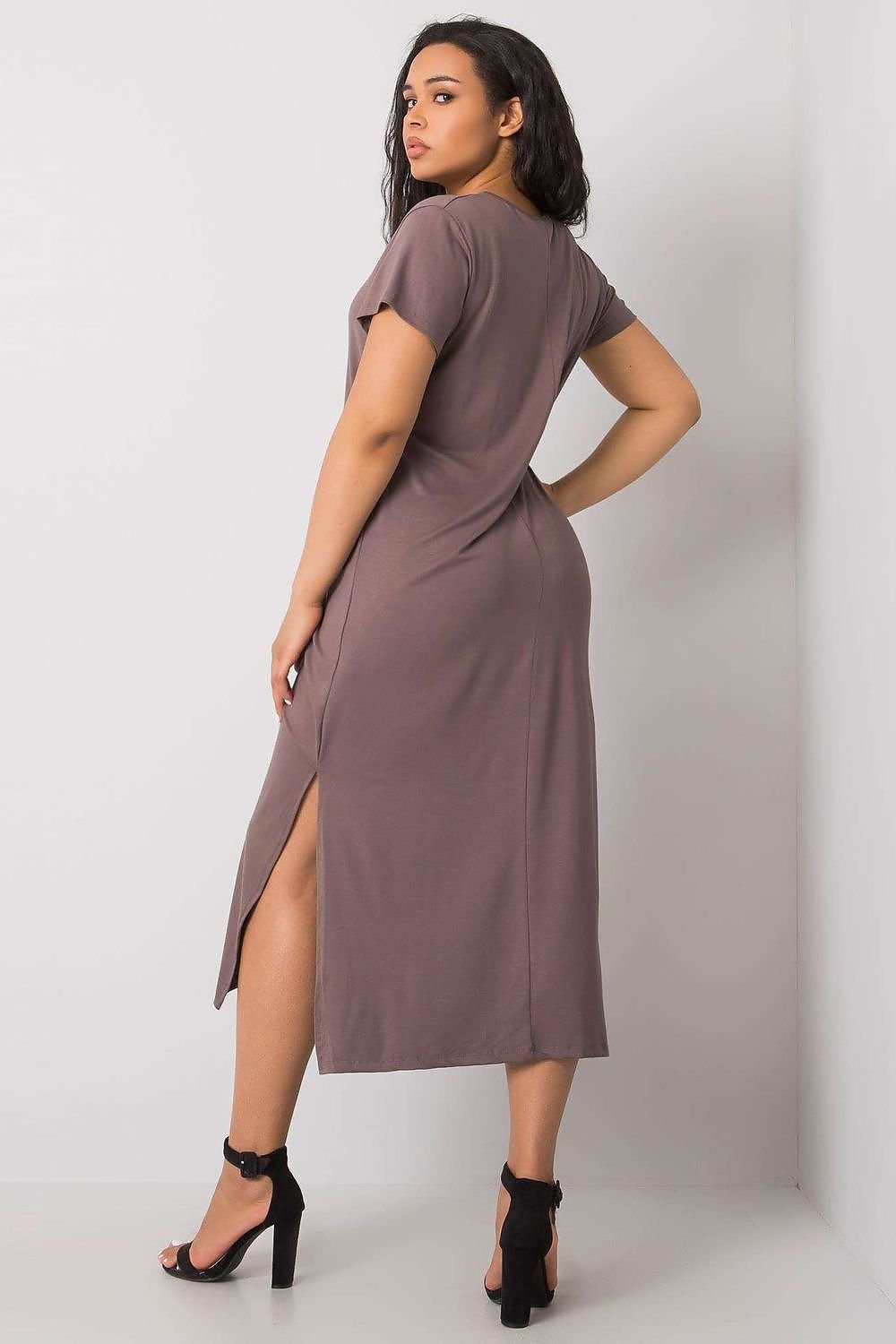 BFG Plus Size Versatile Midi Dress with Short Sleeves