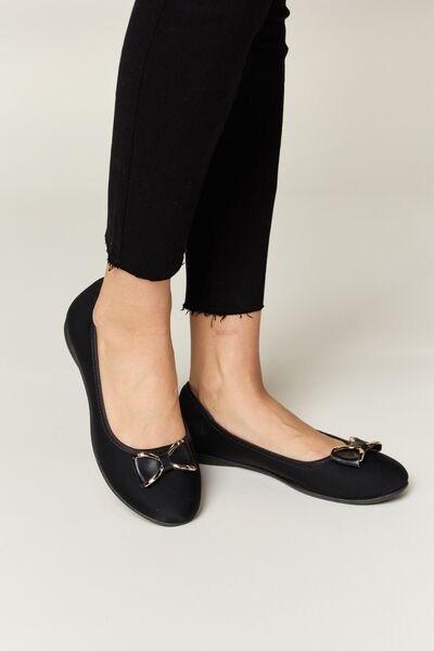 Forever Link Metal Buckle Flat LoafersForever Link Metal Buckle Flat Loafers - Chic Ballet Flats with a Sophisticated Touch