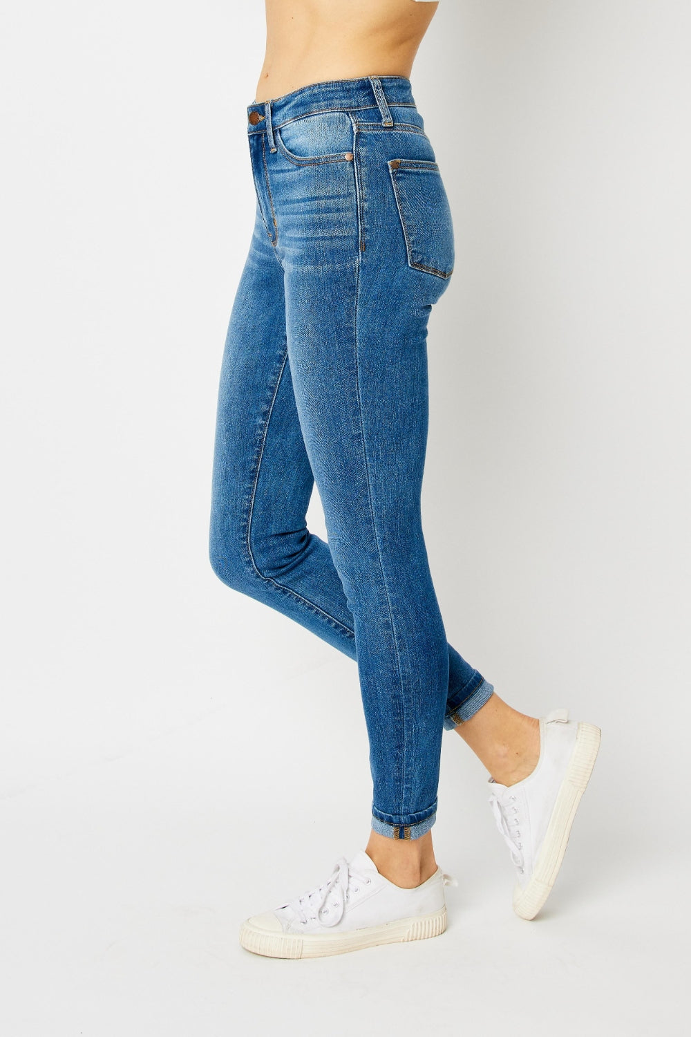 Judy Blue Full Size Skinny Jeans with Stylish Cuffed Hem