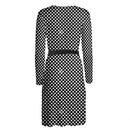 Black and White Polkadot Long Sleeve Wrap Dress