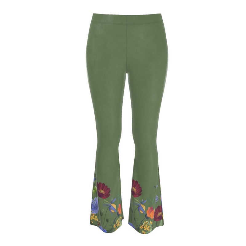 Sage Green Floral Flare Leggings