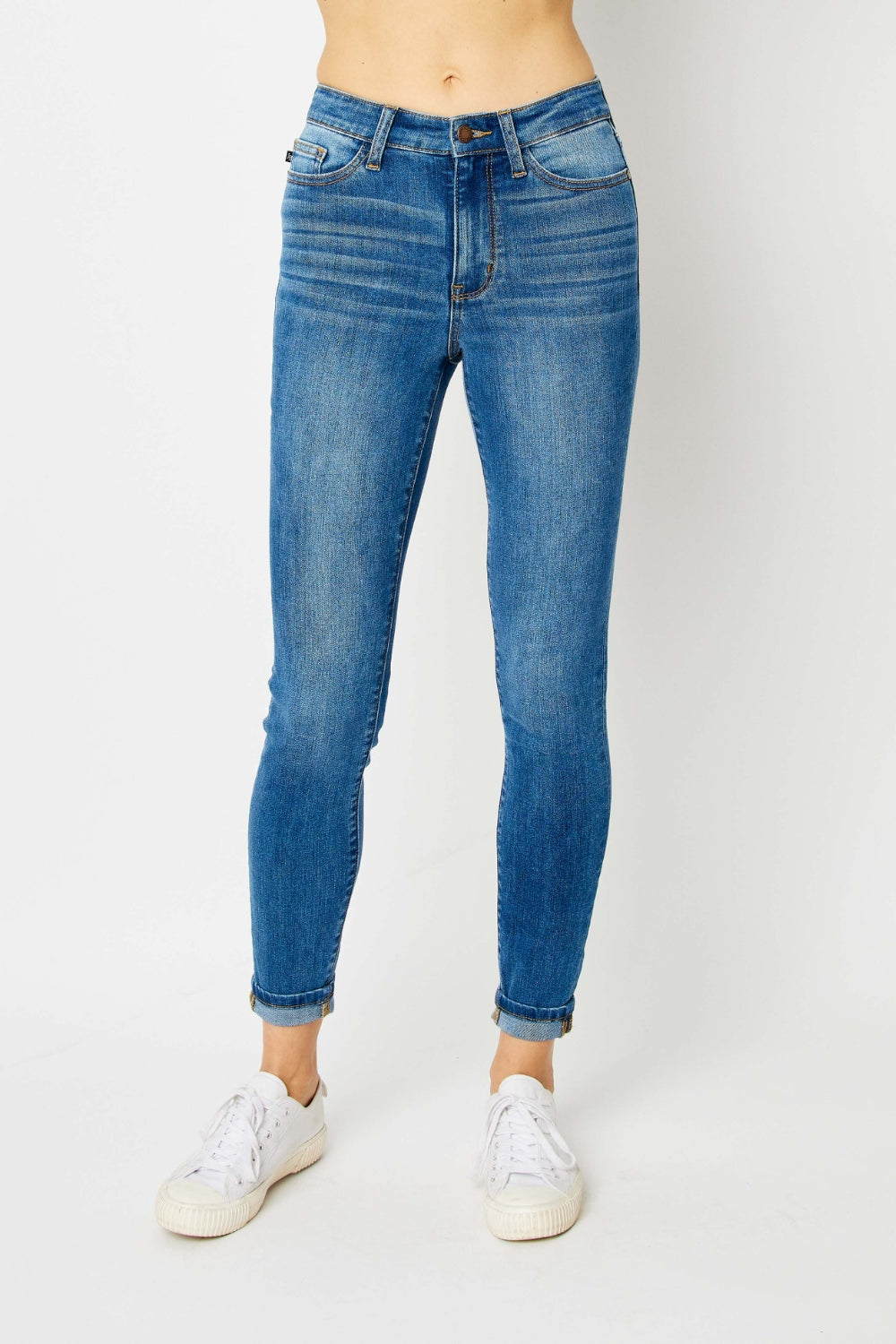 Judy Blue Full Size Skinny Jeans with Stylish Cuffed Hem