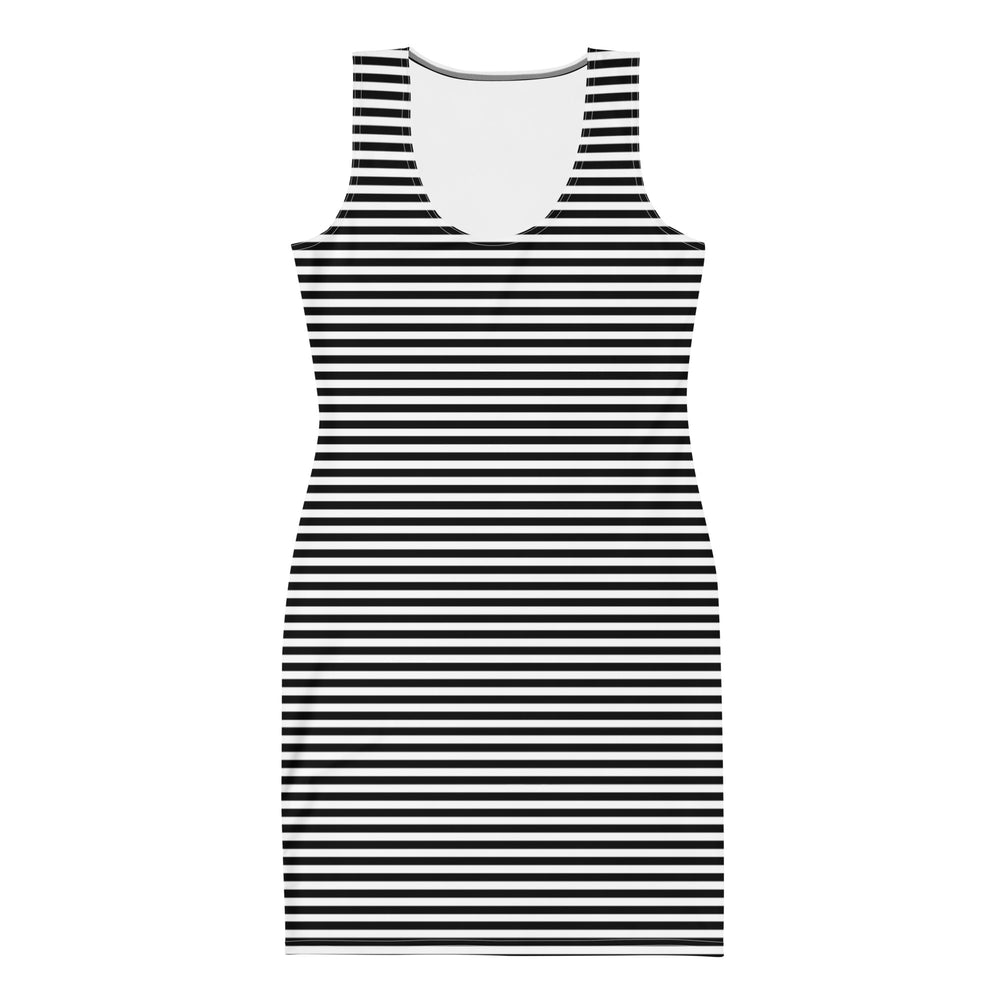 Monochrome Radiance: Black and White Striped Bodycon Dress