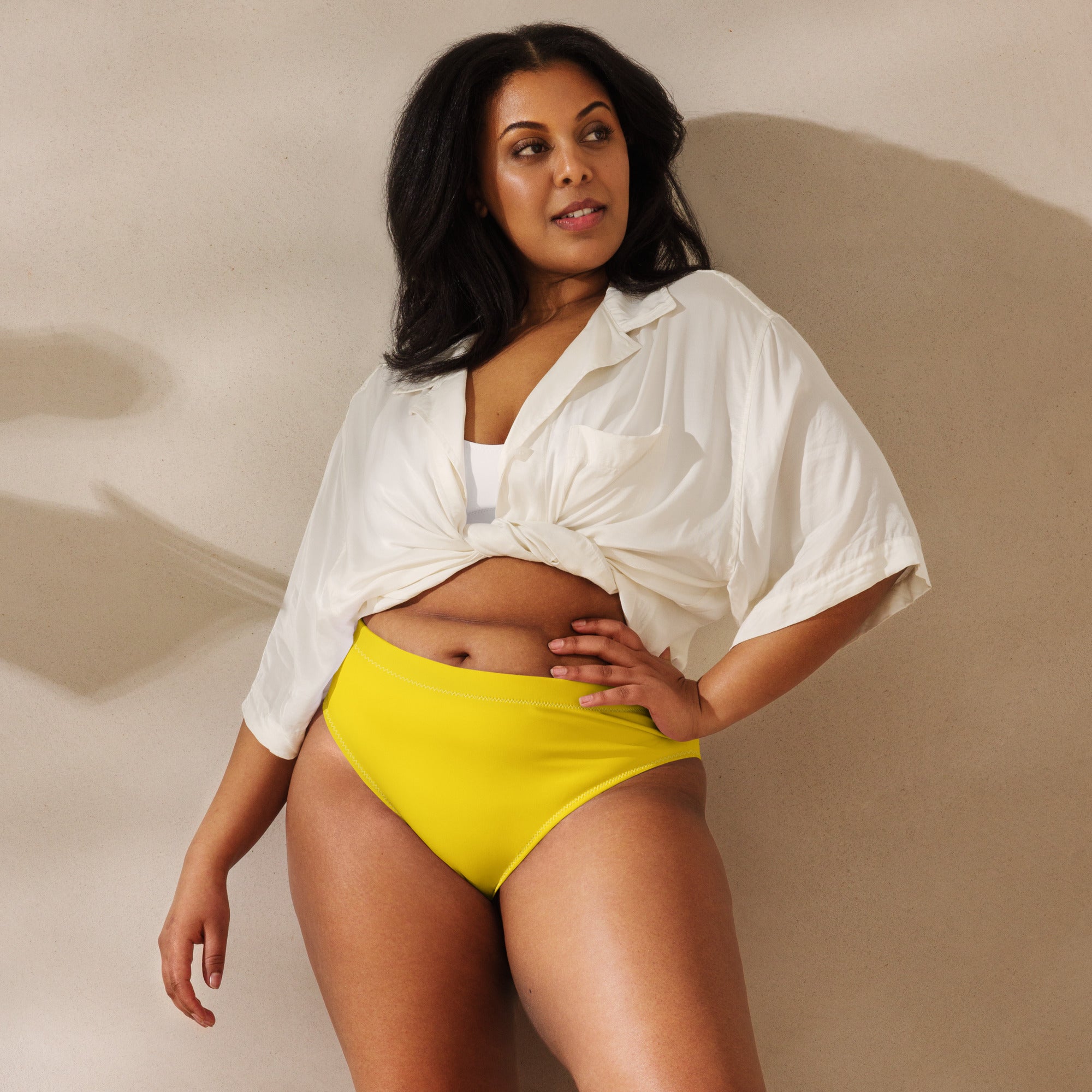 Summer Yellow Recycled High-waisted Bikini Bottom