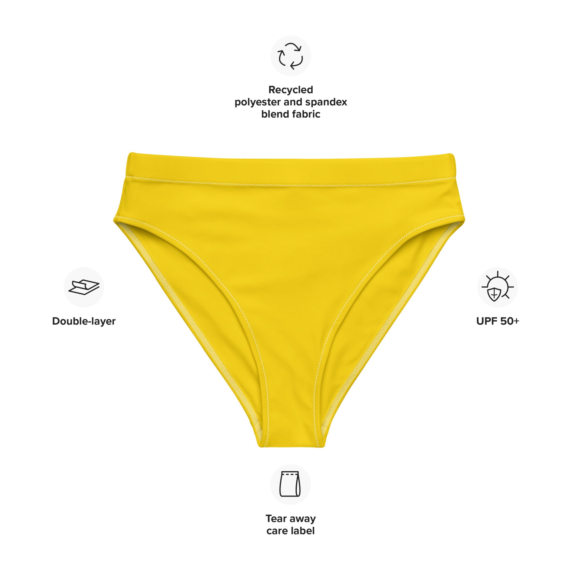 Summer Yellow Recycled High-waisted Bikini Bottom