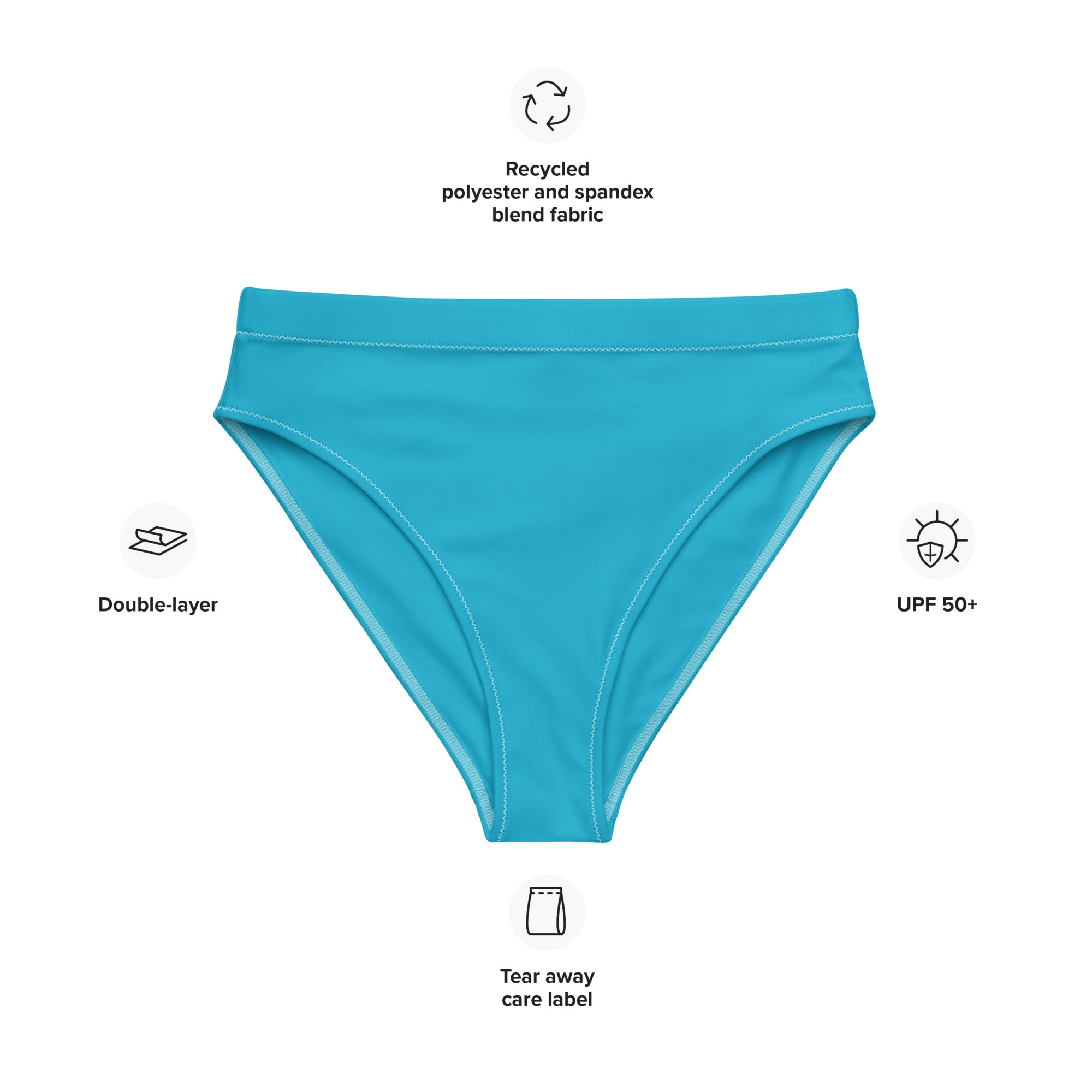 Summer Blue Recycled High-waisted Bikini Bottom