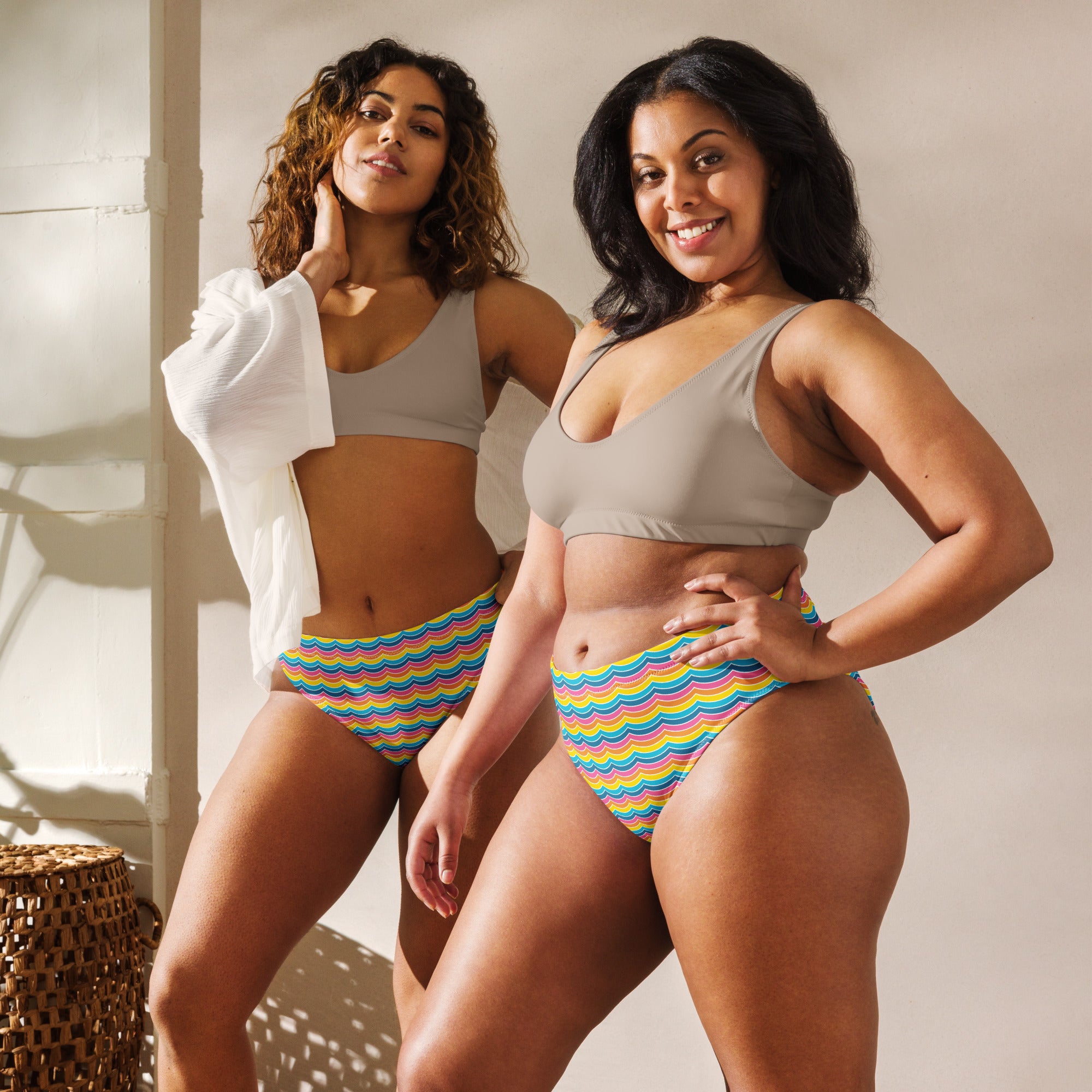 Summer Rainbow Recycled High-waisted Bikini Bottom