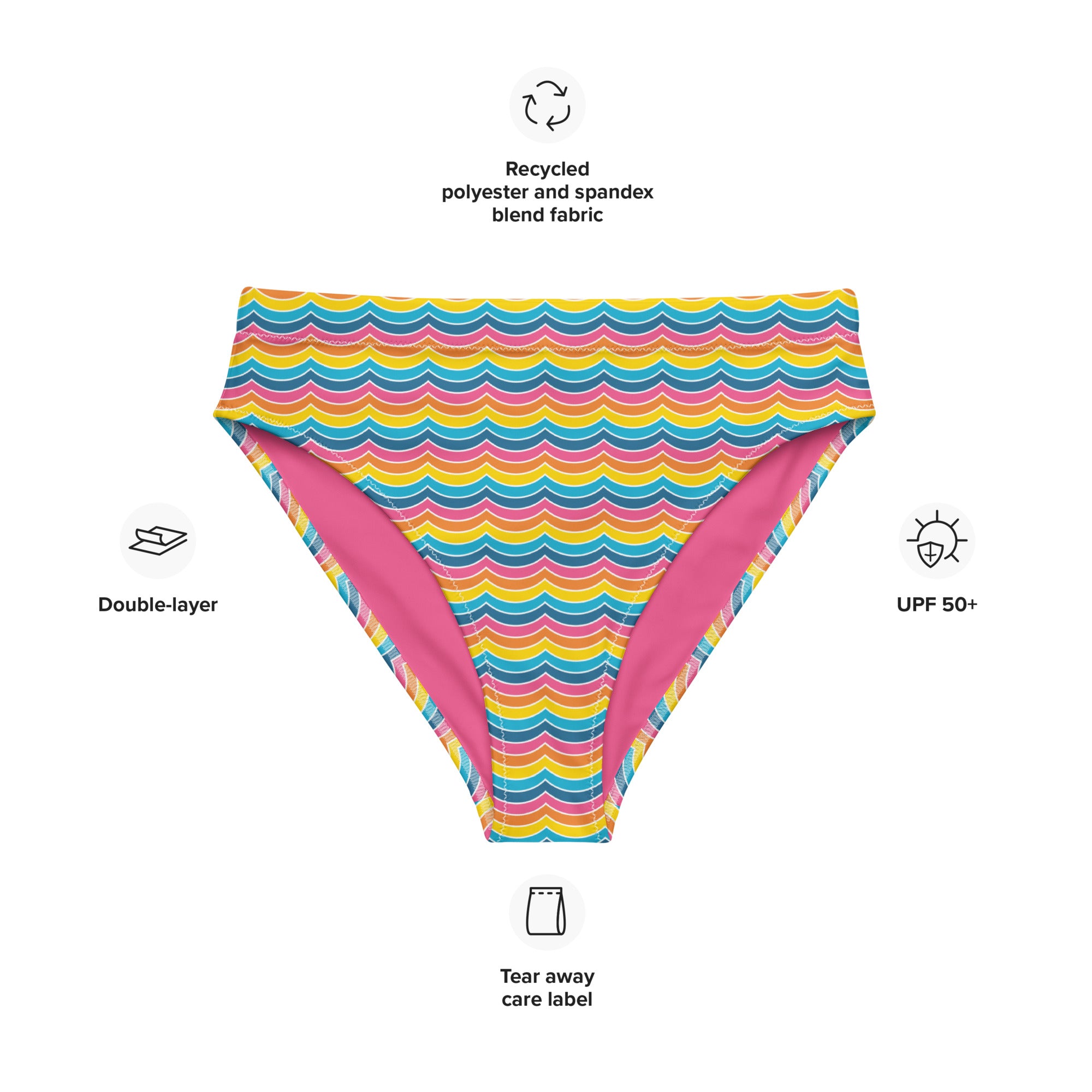 Summer Rainbow Recycled High-waisted Bikini Bottom