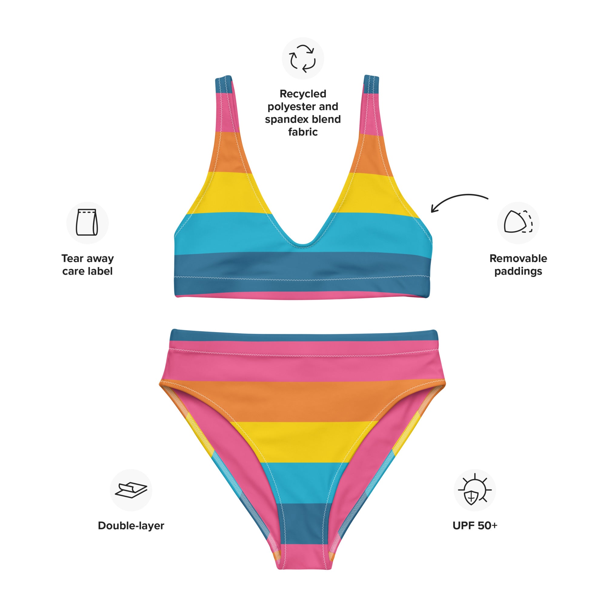 Summer Rainbow Recycled High-waisted Bikini