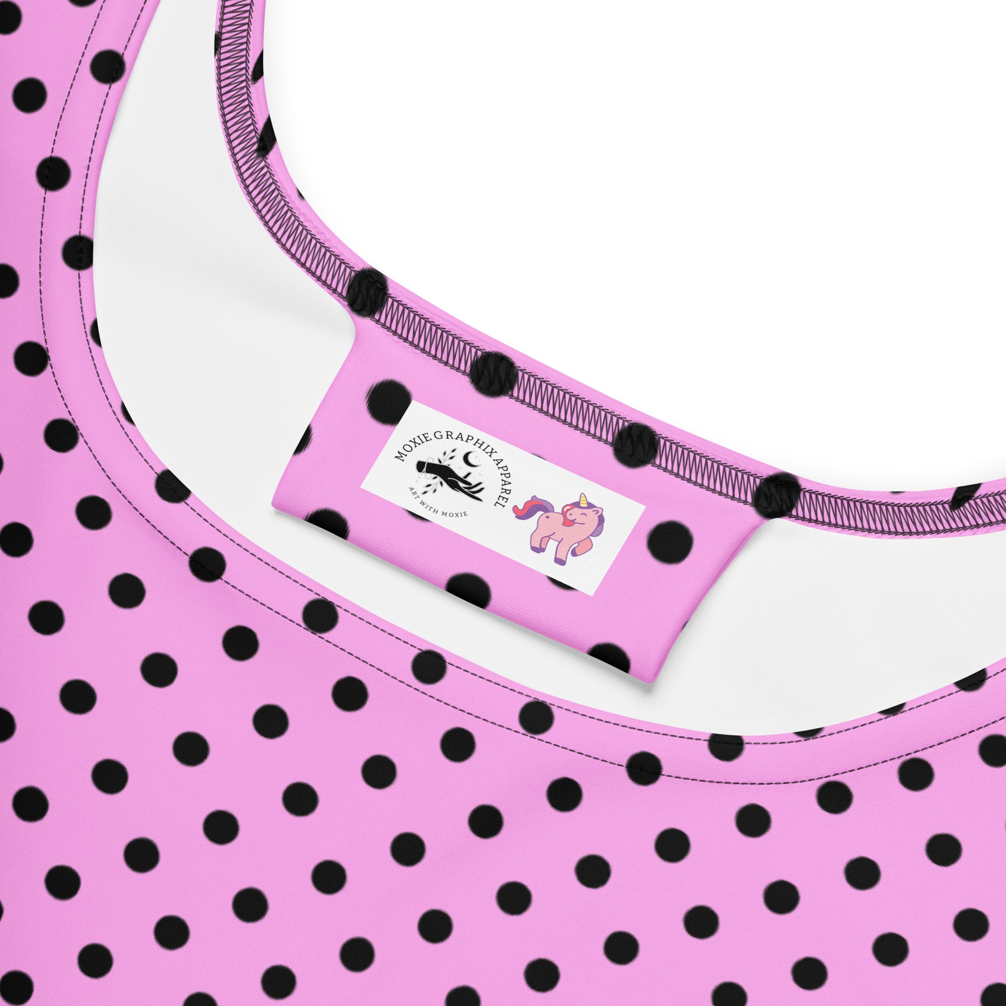 Black and Pink Polkadot  Skater Dress