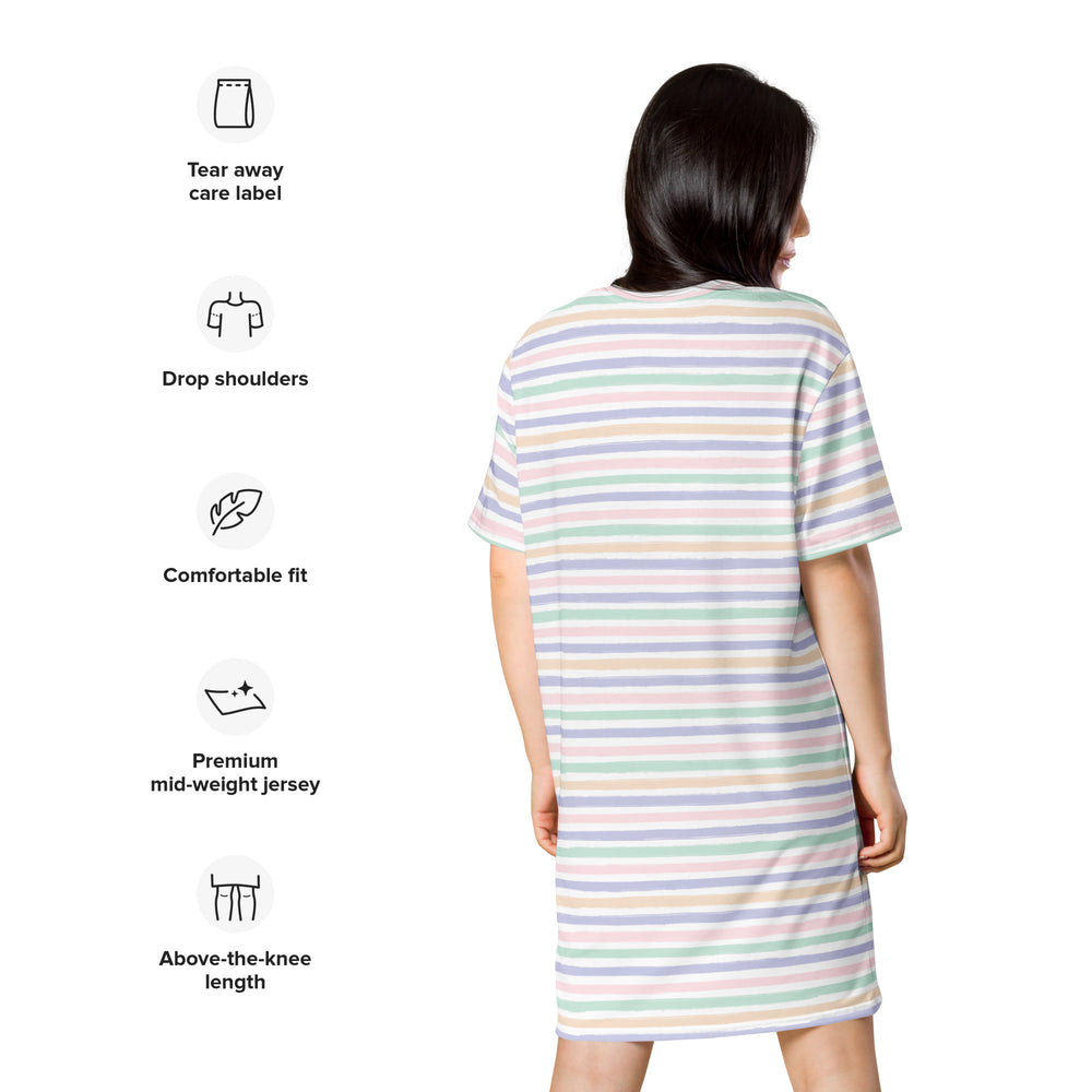 Versatile Pastel Stripes T-Shirt Dress – The Ultimate Style Statement!