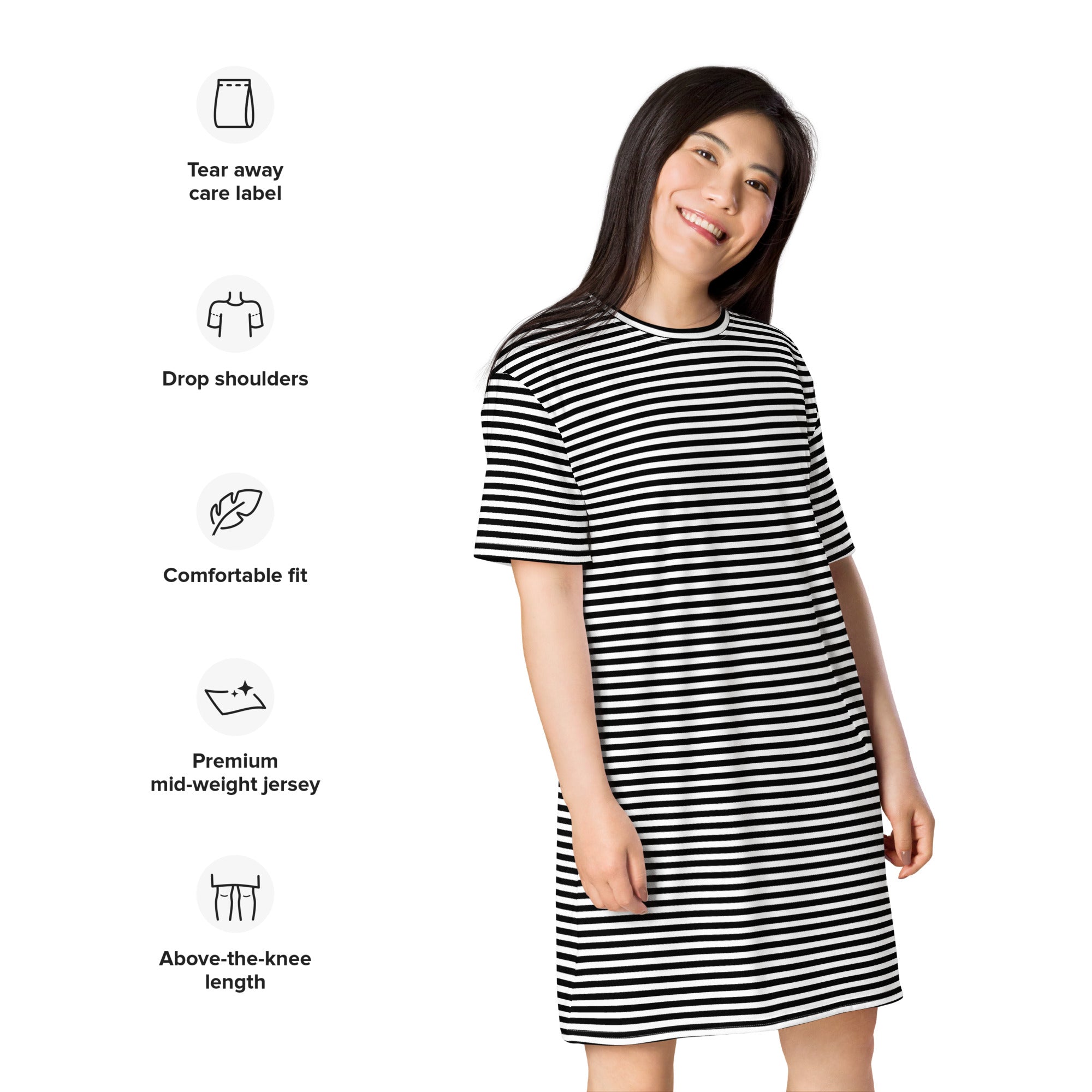 Black and White Stripe T-shirt Dress