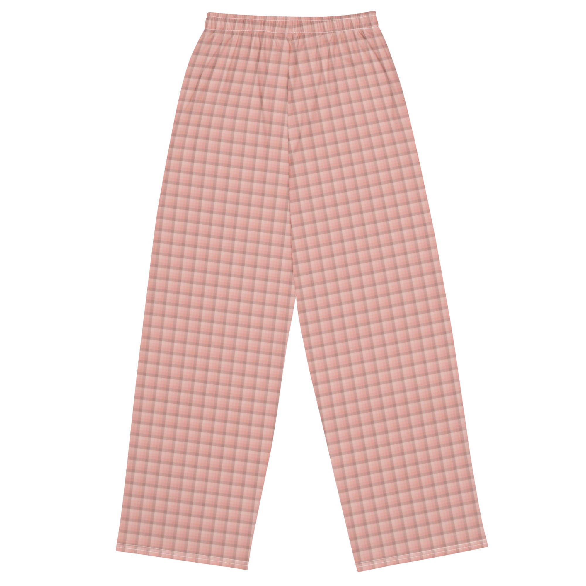 Boho Pink Plaid Unisex Wide-Leg Pants