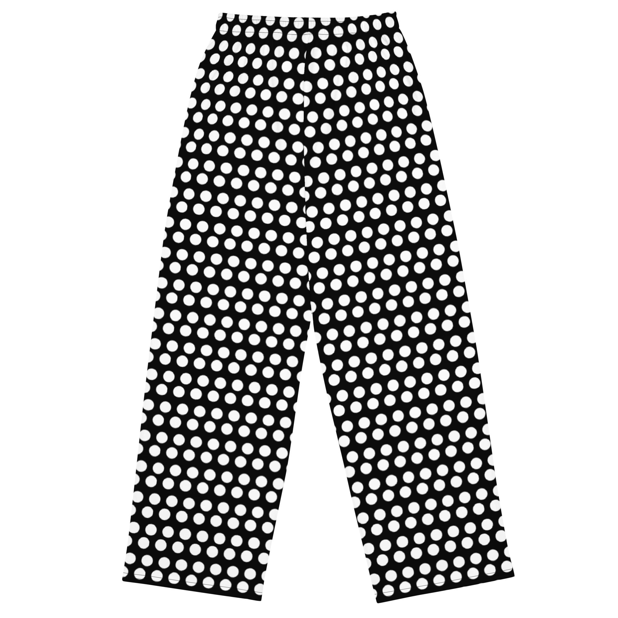 Black and White Polkadot Unisex Wide-leg Pants