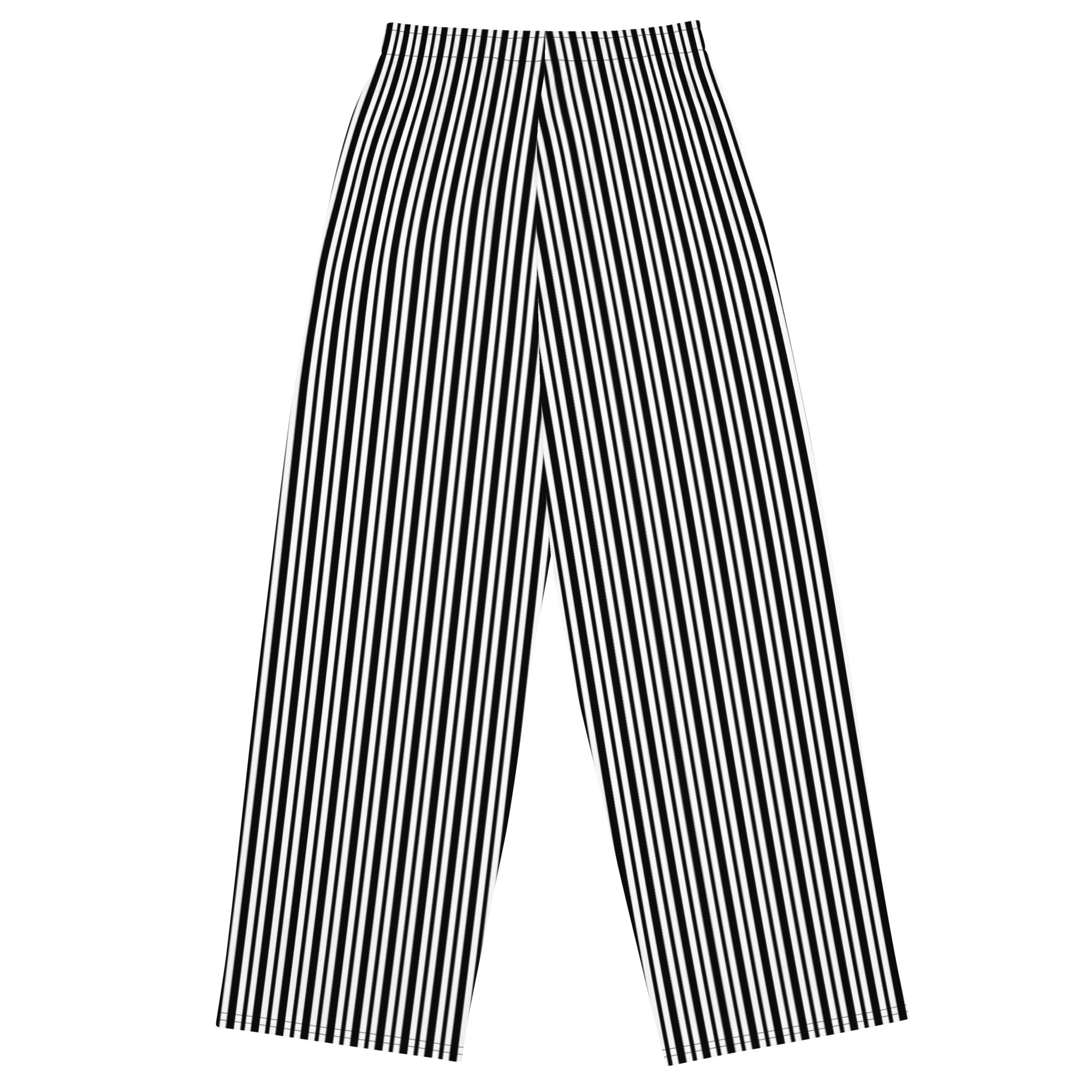 Black and White Stripe Unisex Wide-leg Pants