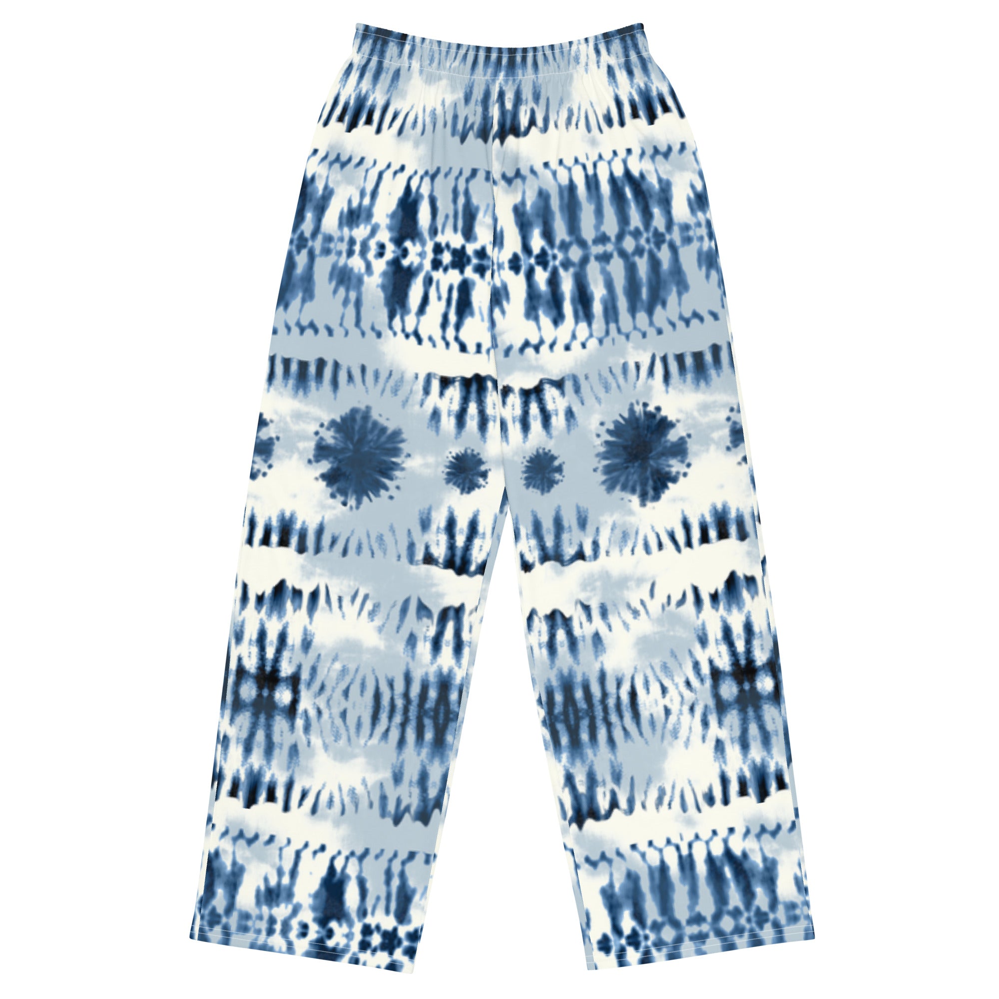 Blue Tie Dye Unisex Wide-leg Pants