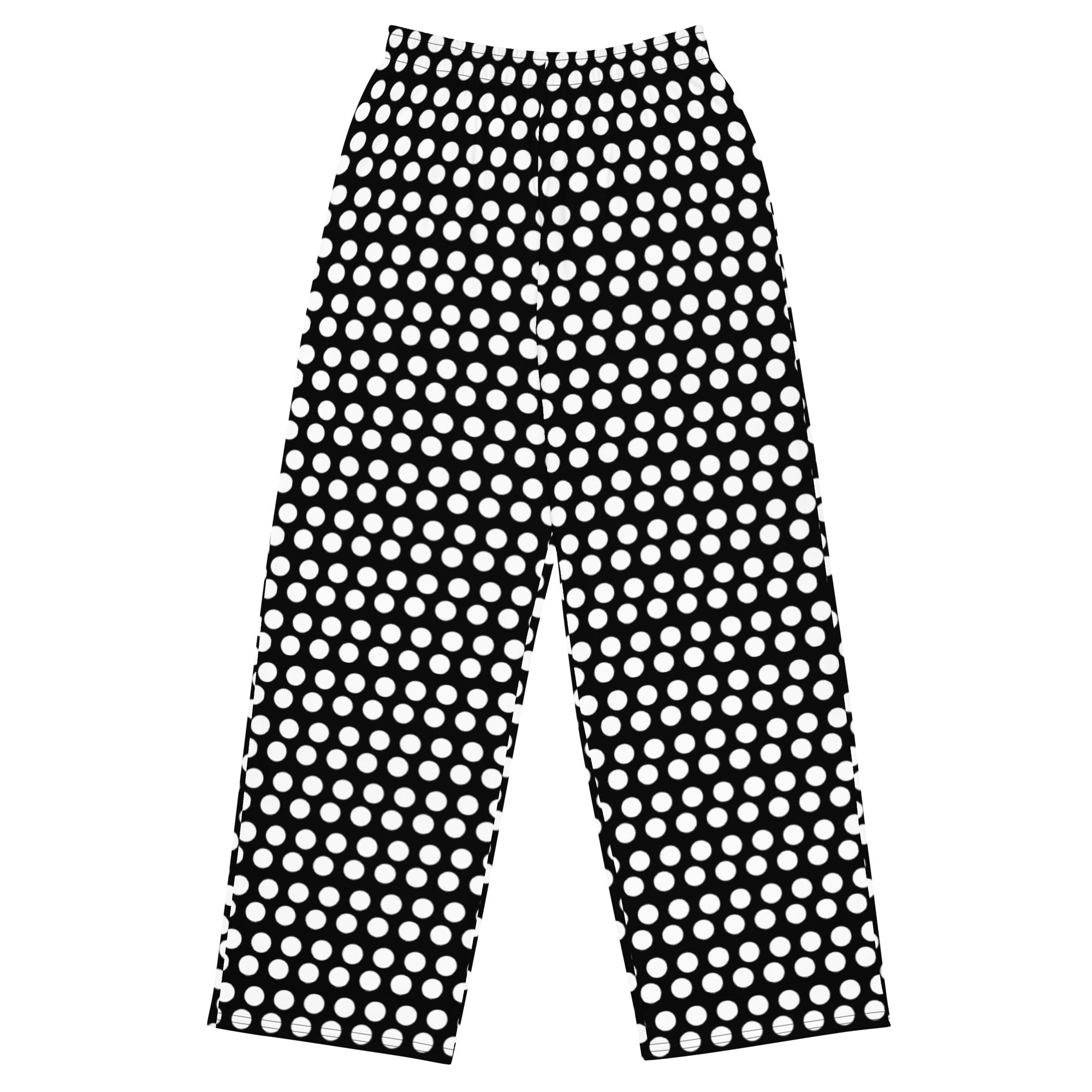 Black and White Polkadot Unisex Wide-leg Pants