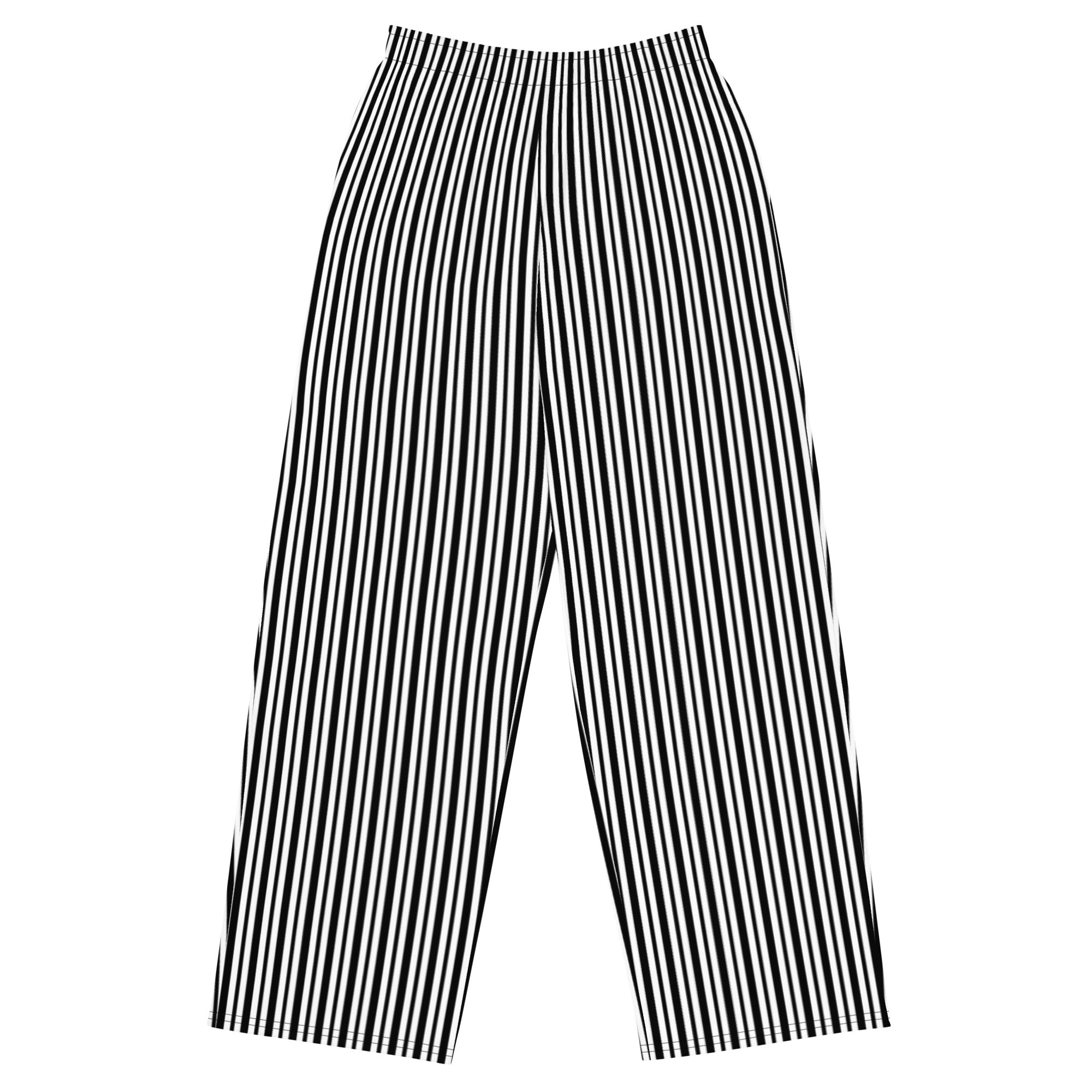 Black and White Stripe Unisex Wide-leg Pants