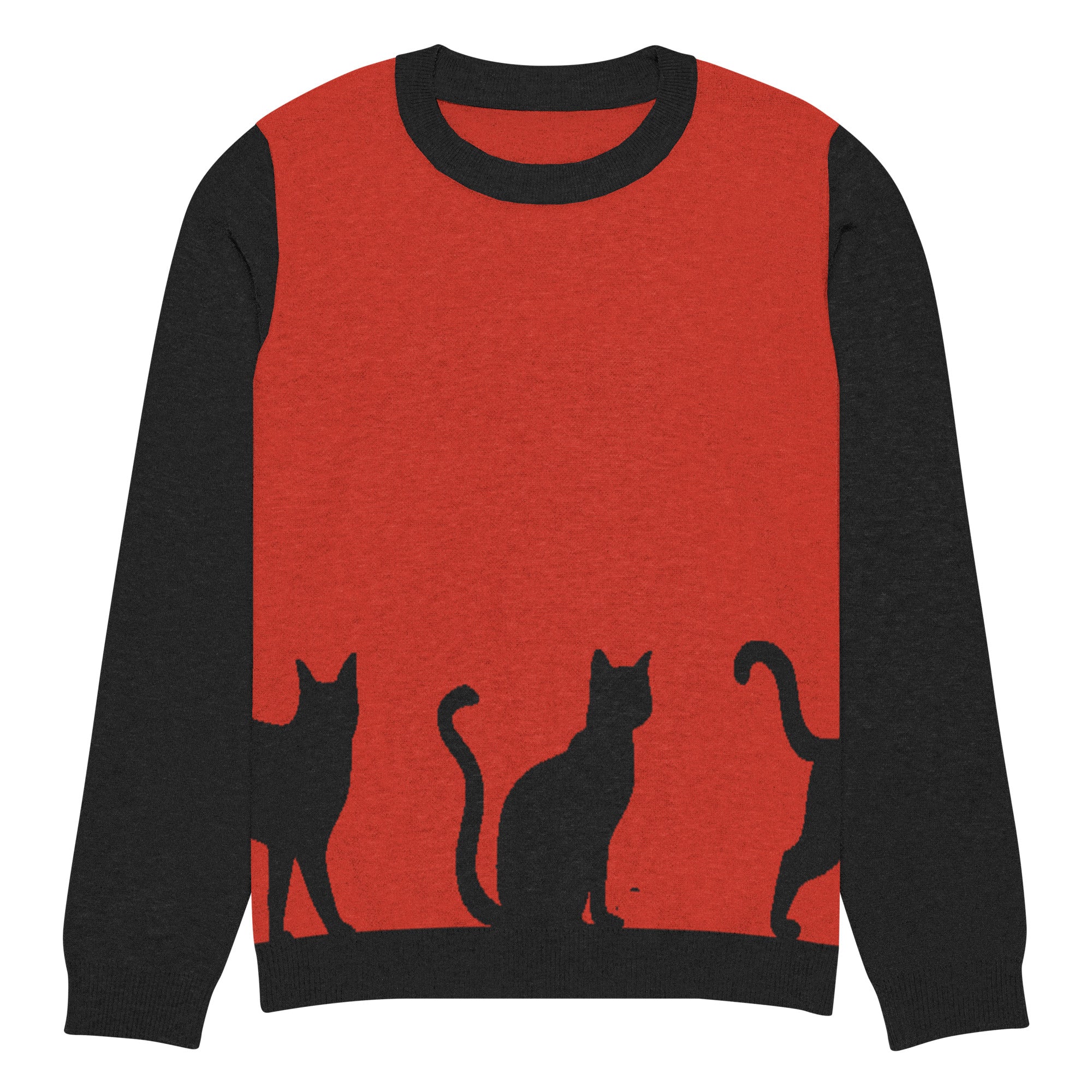 Catting Around Knitted Crew Neck Sweater